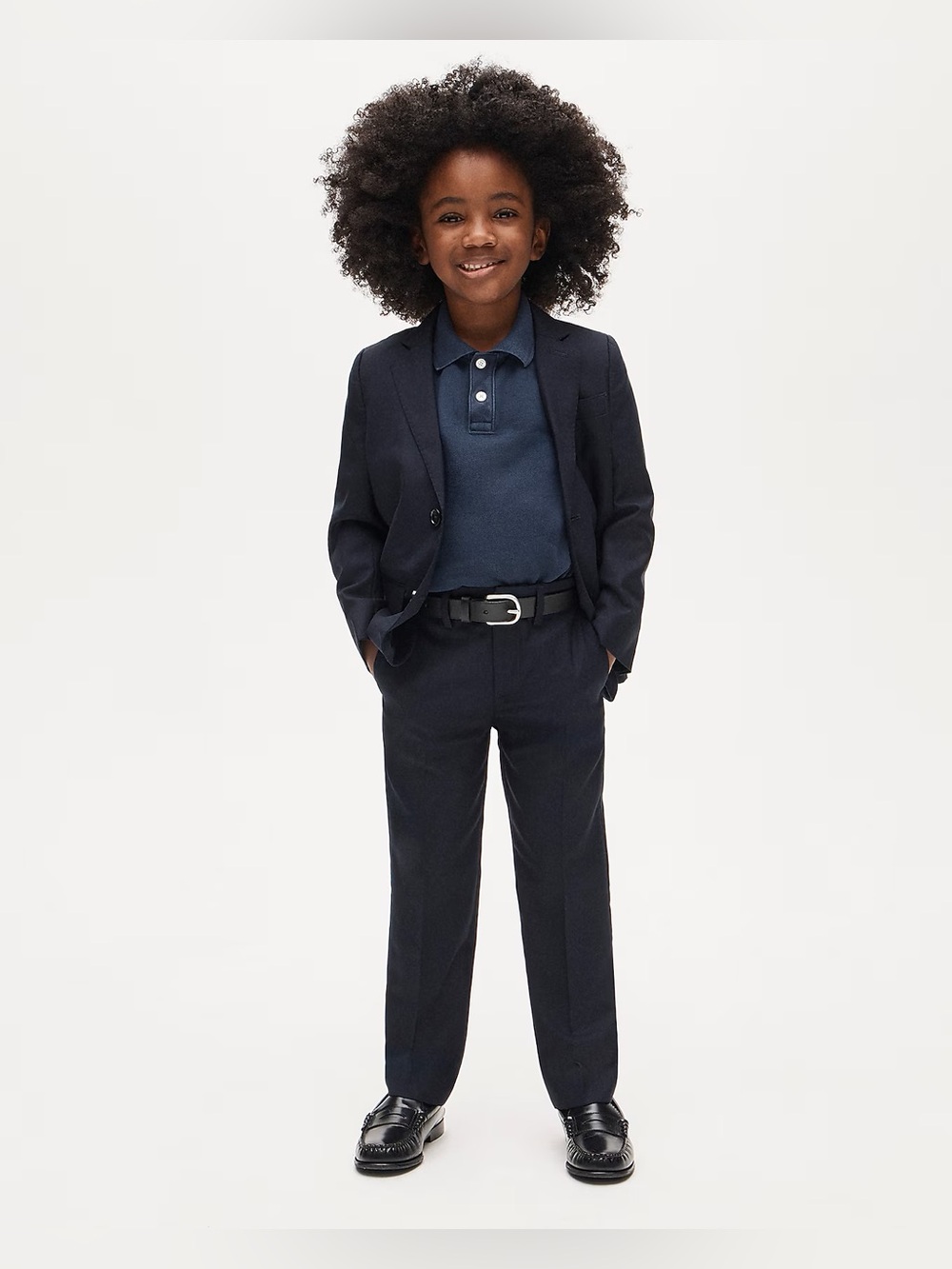 Boys' slim Ludlow suit pant in Italian wool in deep navy